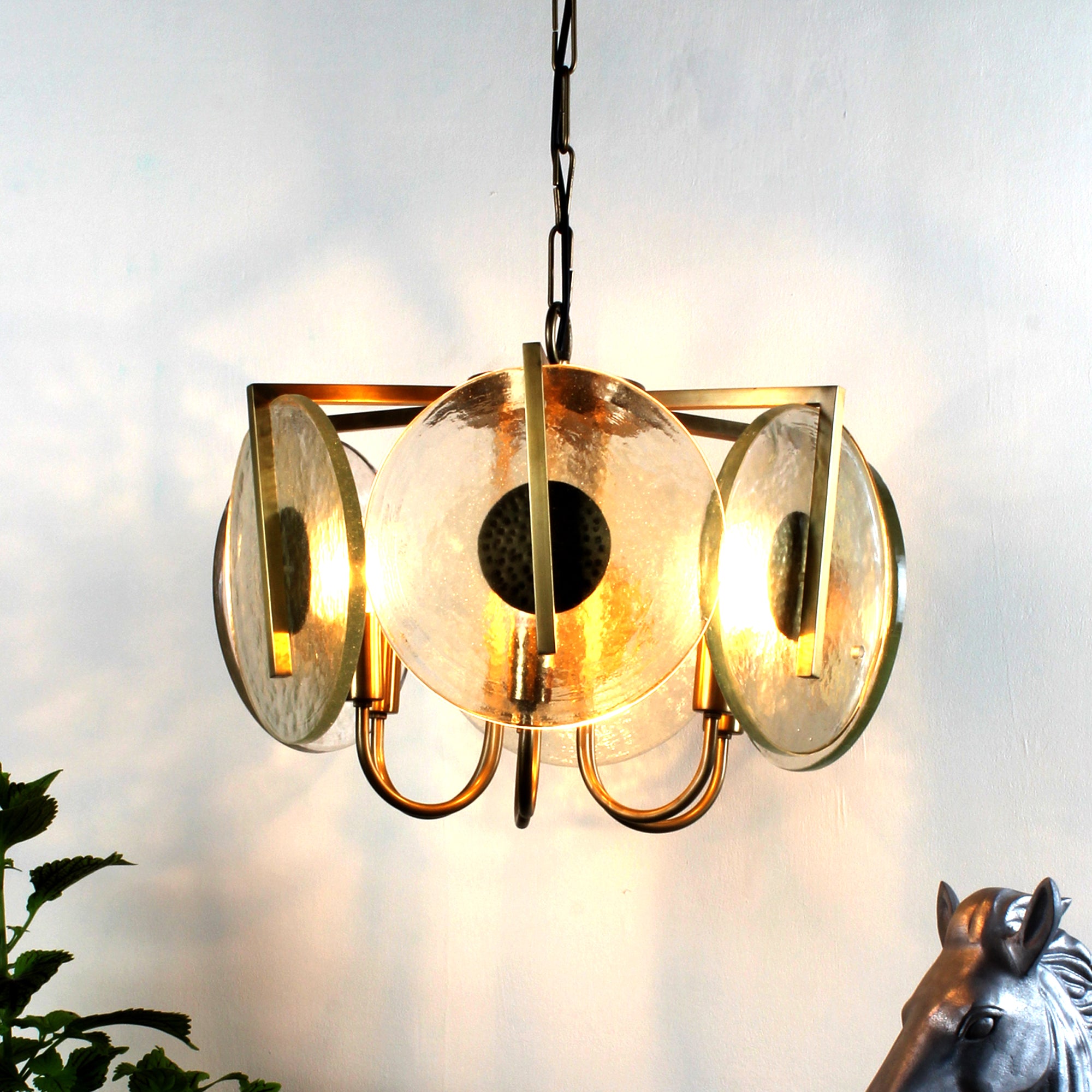Ujjala Glass coin 6 Light Chandelier