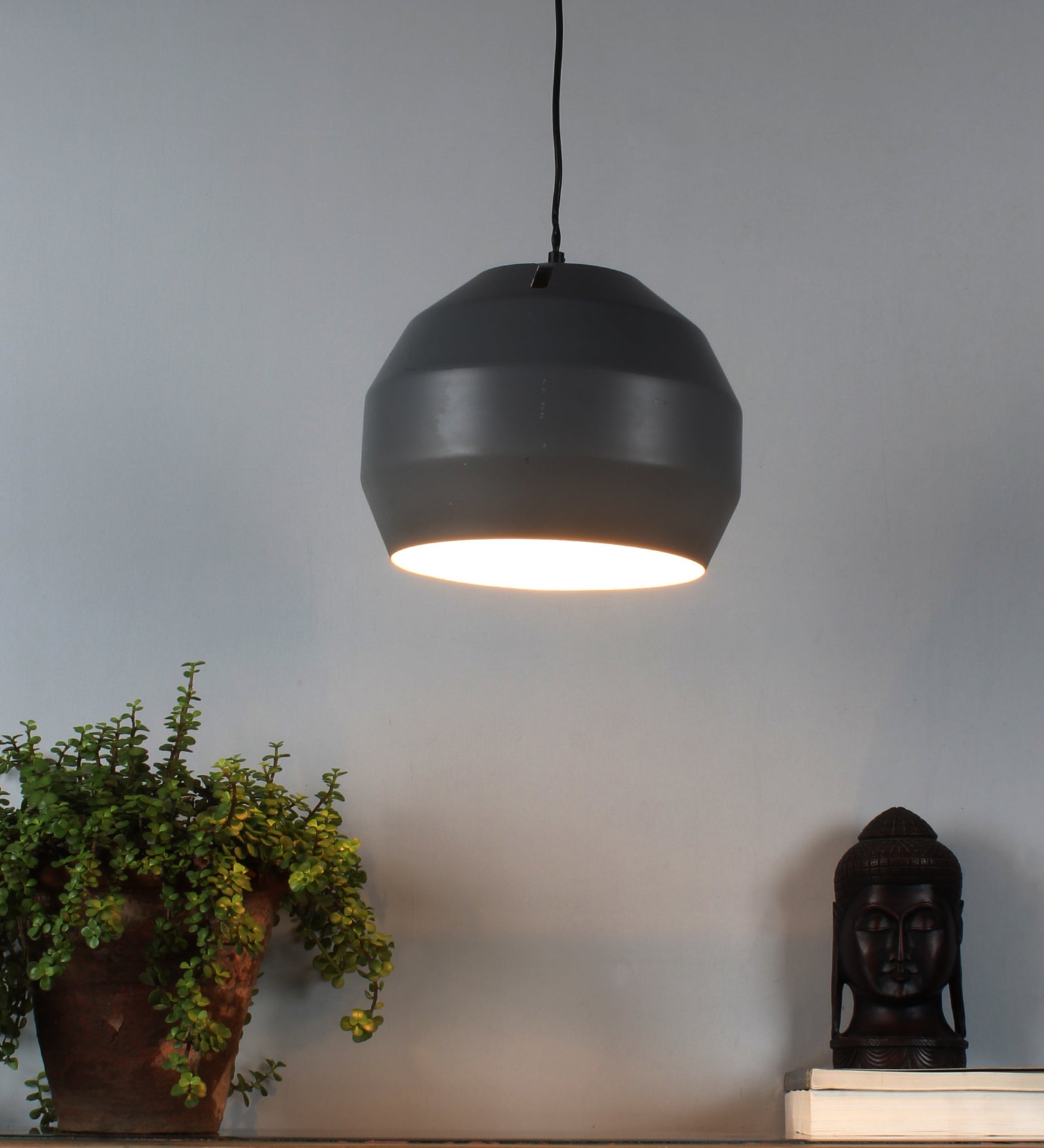 Ujjala Metal Round Hanging Light Grey Finish