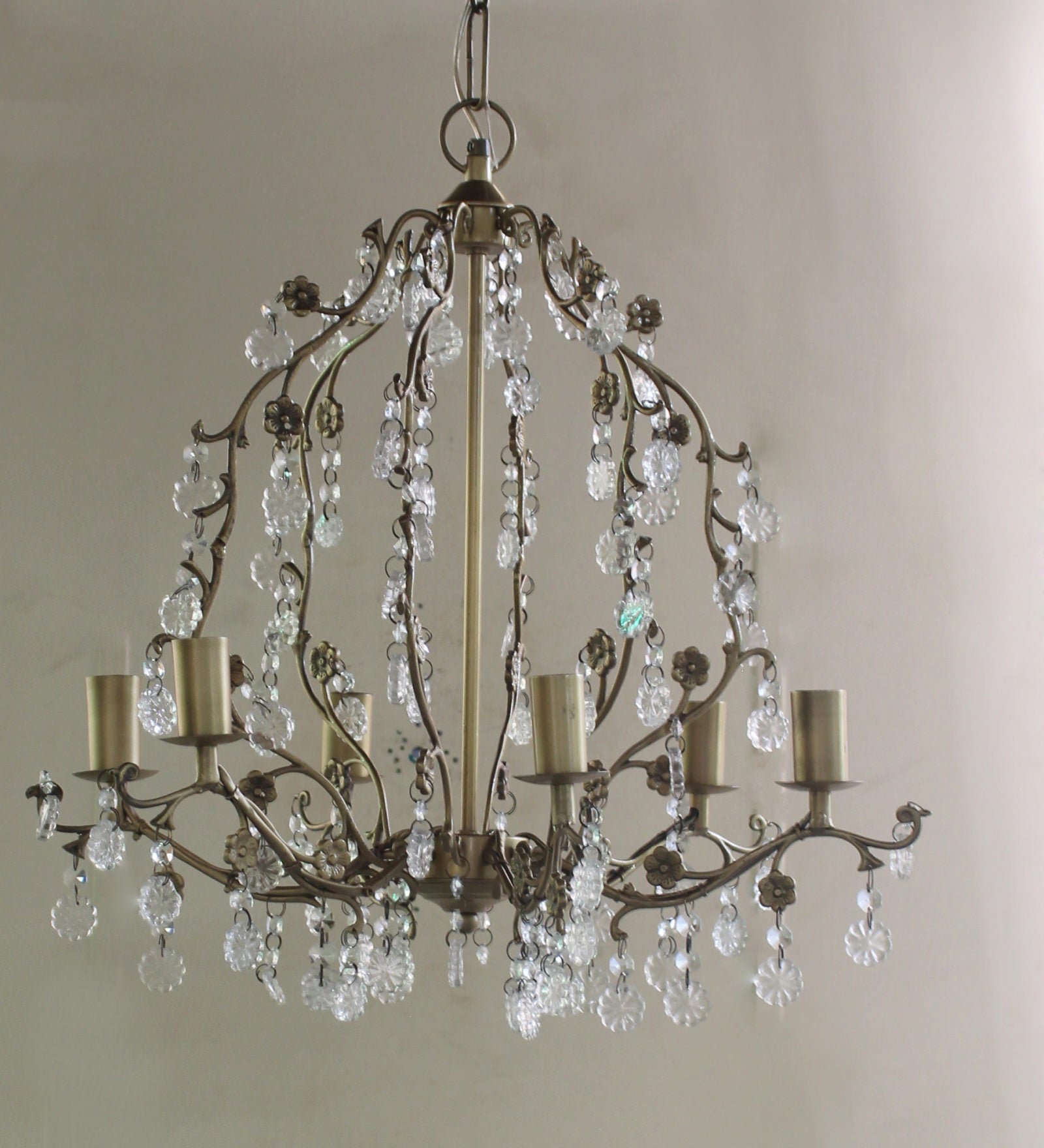 Ujjala Crystal Beads & Metal Chandelier 6 Holder