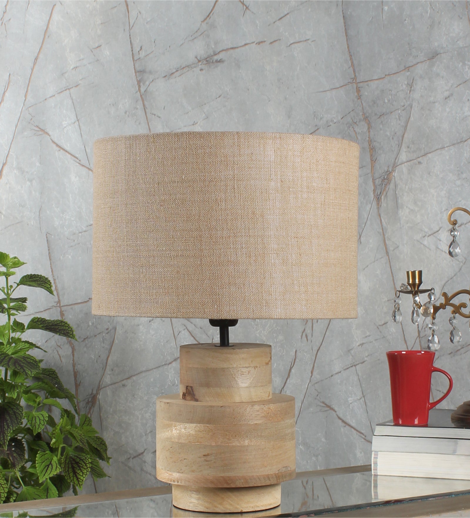Ujjala Base Drum Shape Table Lamp & Natural jute Lampshade ( Bulb Not Included)