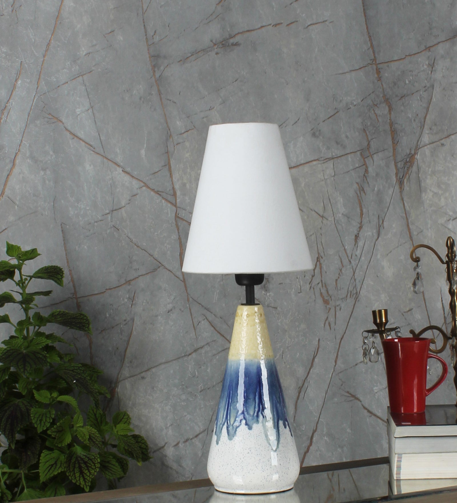 Ujjala Ceramic Table Lamp & Fabric Lampshade