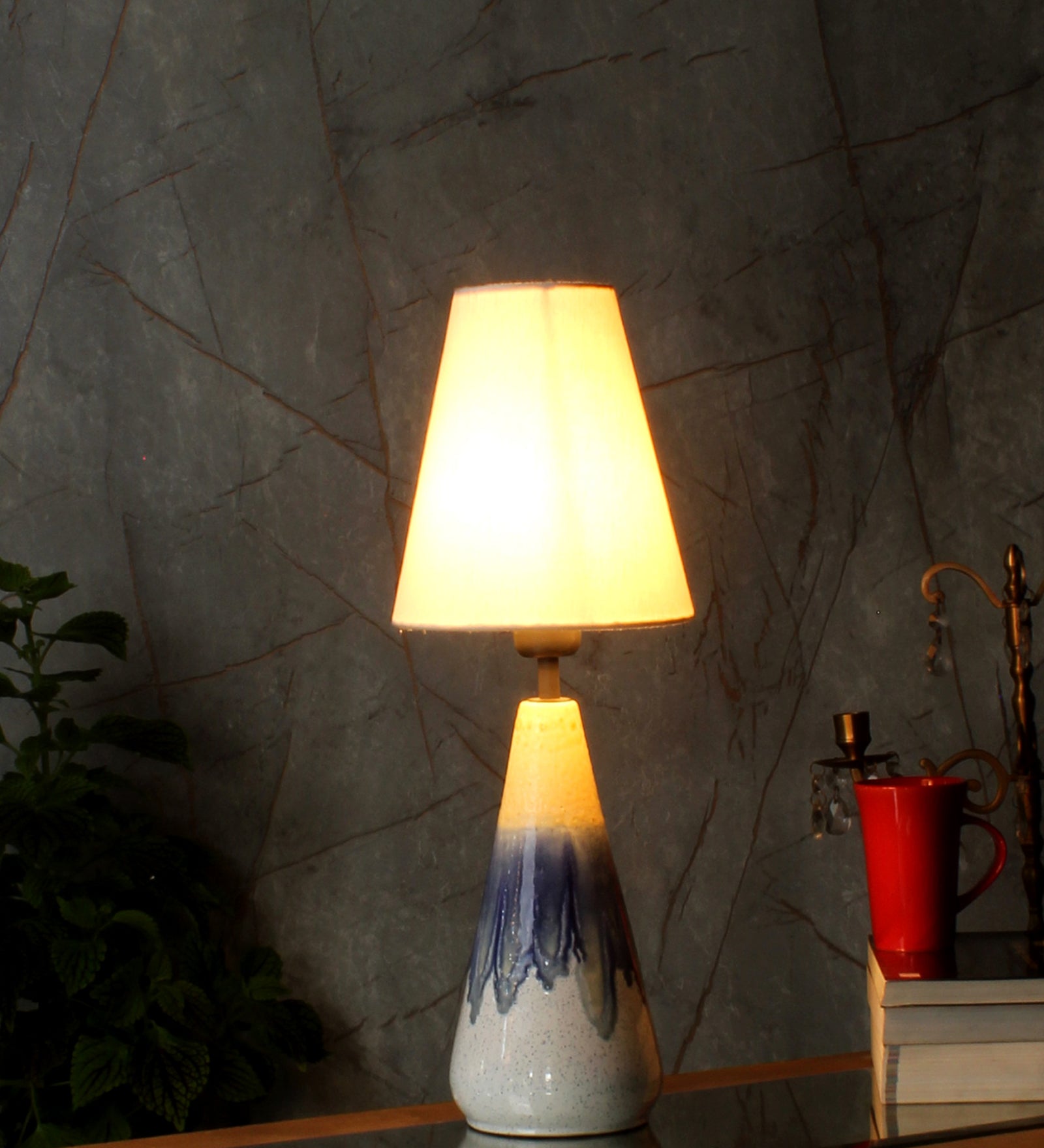 Ujjala Ceramic Table Lamp & Fabric Lampshade