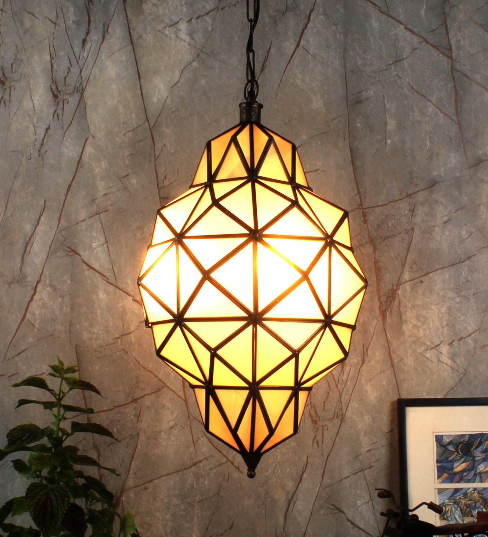 Ujjala Frosted Glass Pendant Light 3 Holder