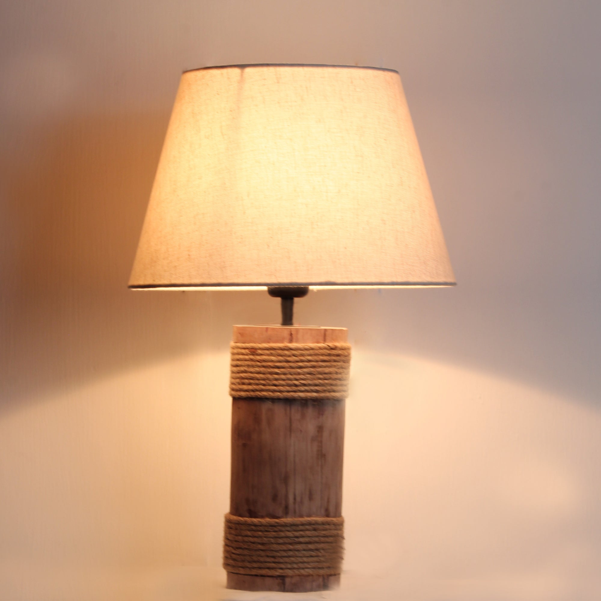 Ujjala Wooden Table Lamp With Fabric Lampshade