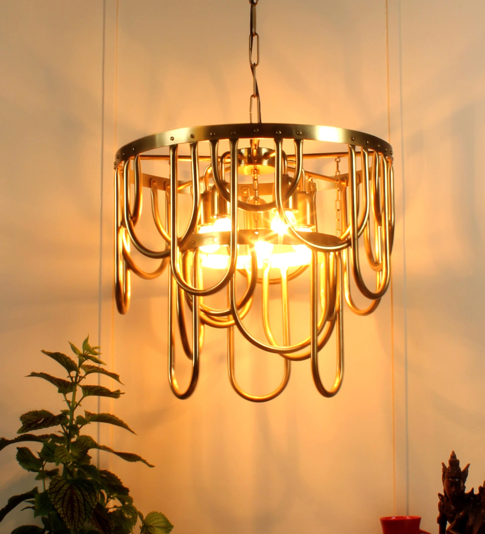 Metal Antique Brass chandelier 5 Holder