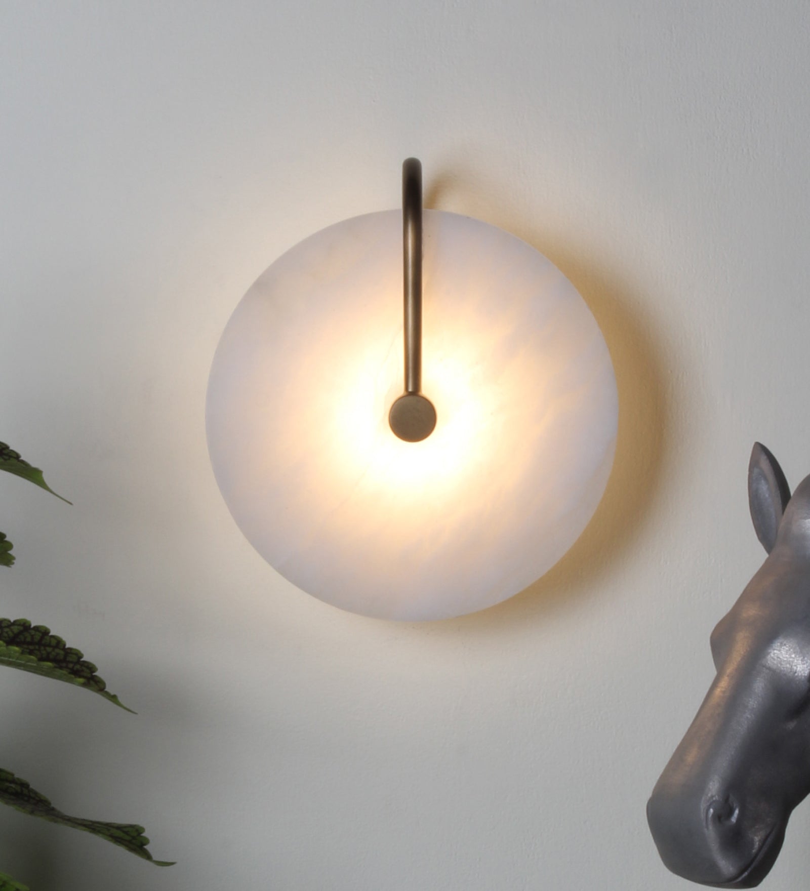 Alabaster & Metal Wall Round Wall Light