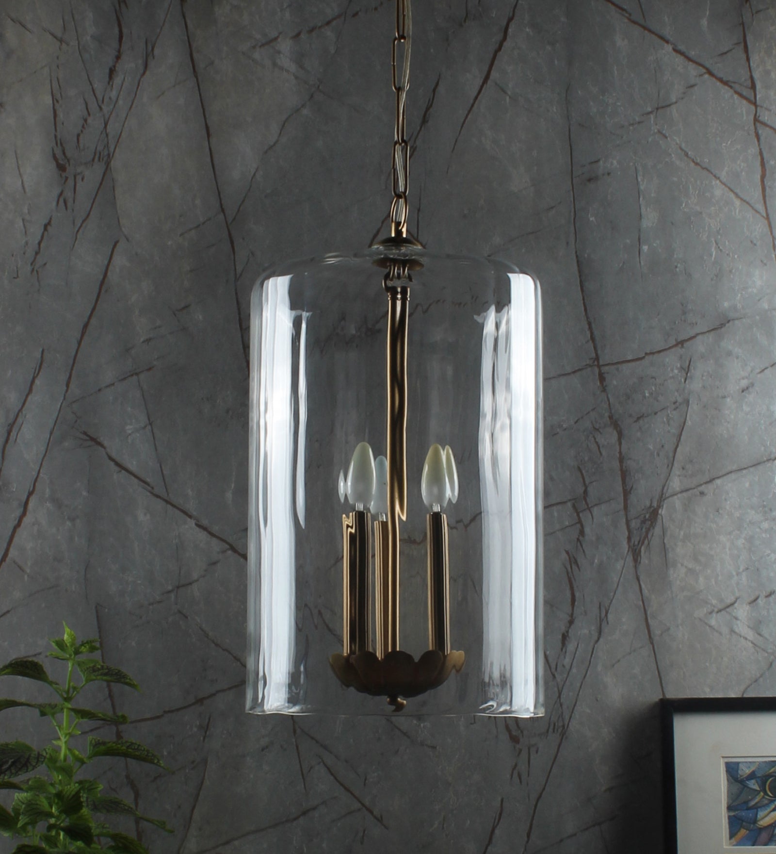 Ujjala glass Pendant Light 3 Bulb Holder