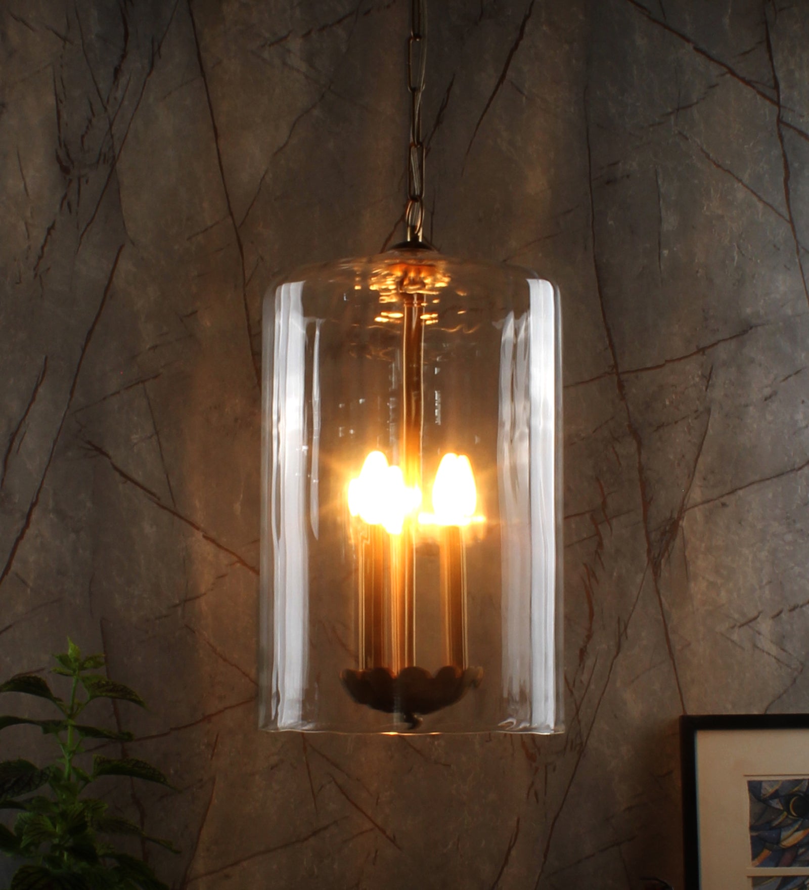 Ujjala glass Pendant Light 3 Bulb Holder