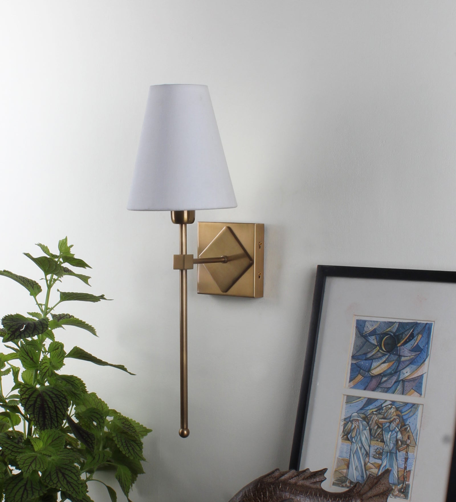 Metal & Up wall light with fabric Lampshade
