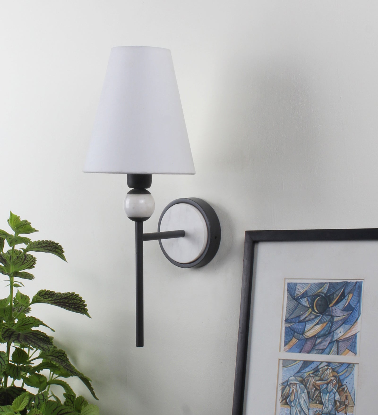 Black Metal With Marbel Up wall light