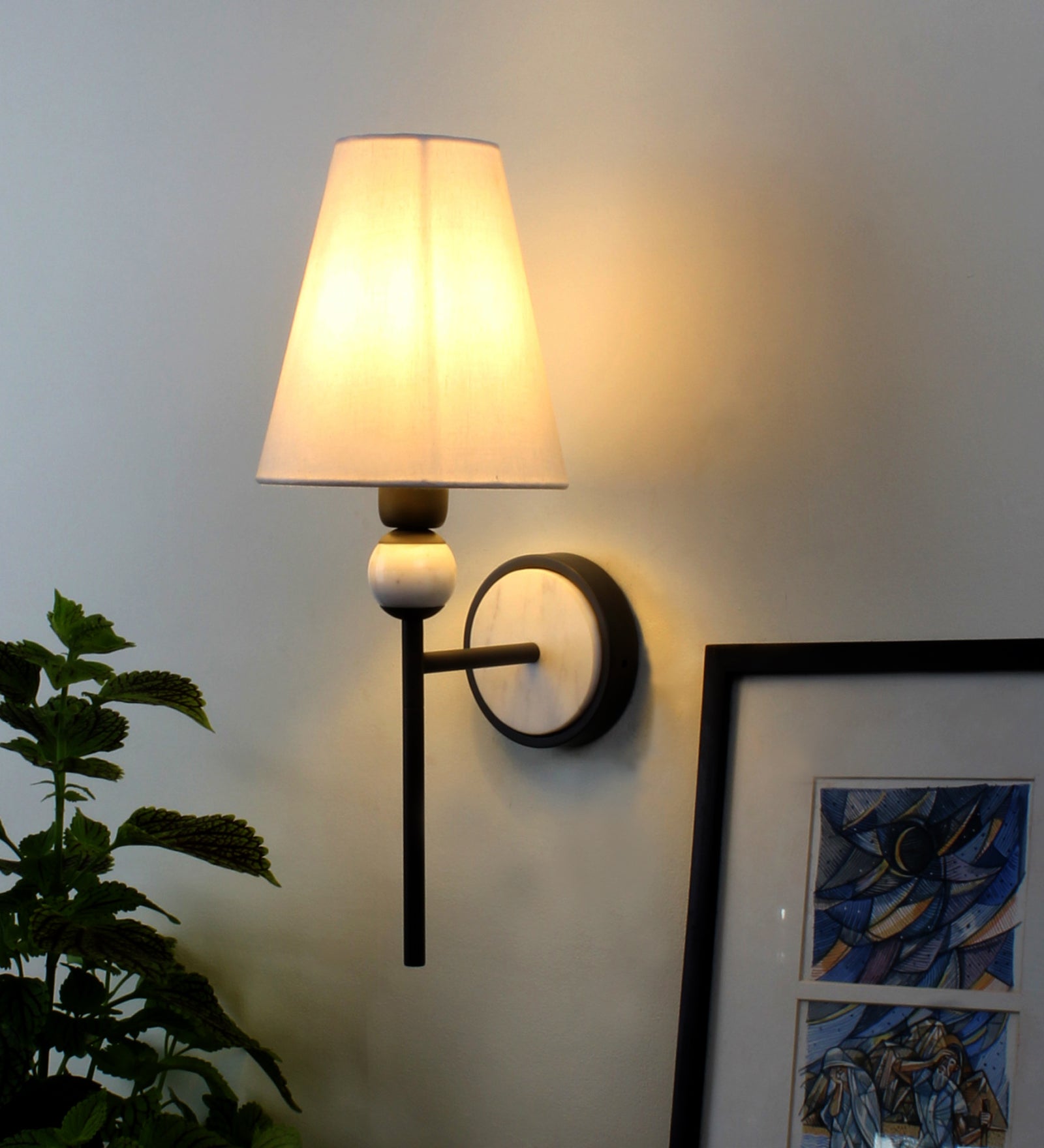 Black Metal With Marbel Up wall light