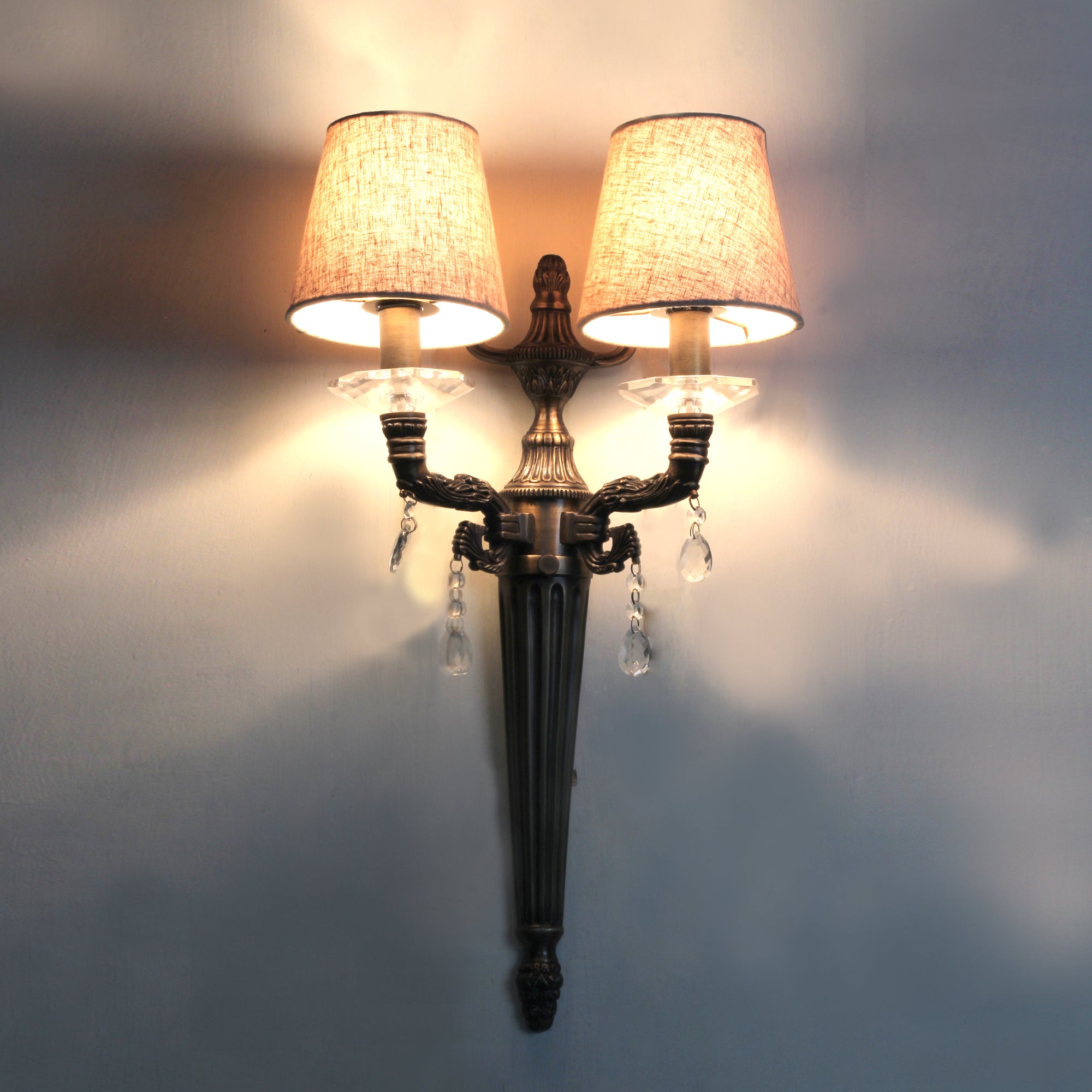 Ujjala Brass Wall Light With Fabric Lampshade