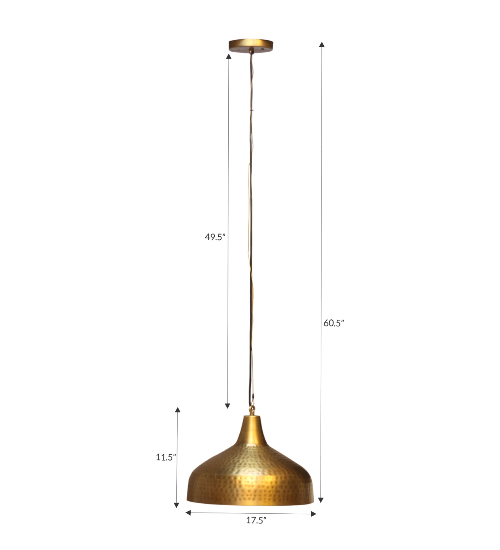 Antique Brass Hammered Pandent Hanging Light