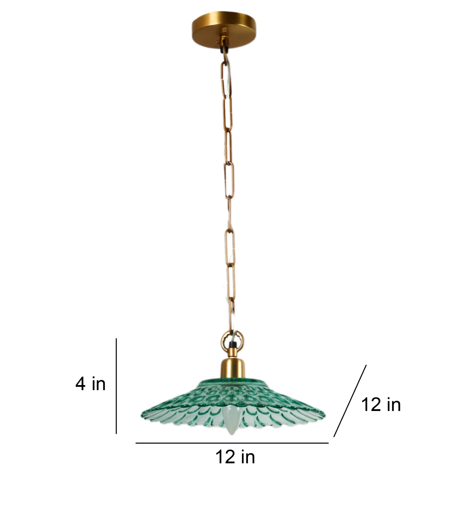 Hanging Ceiling Light Green Glass Fixture