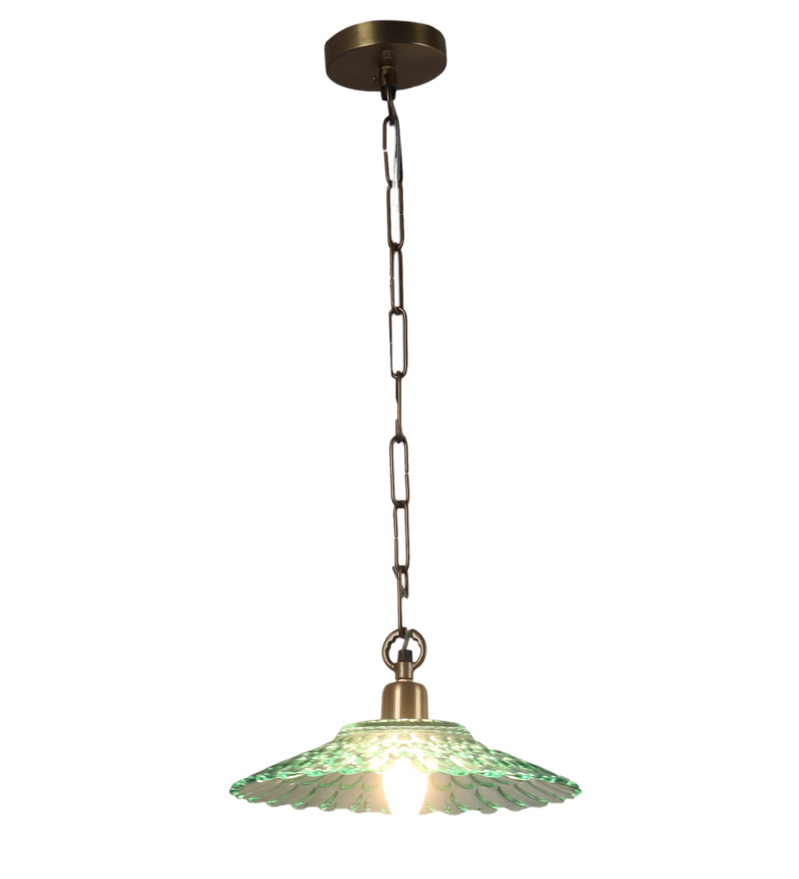 Hanging Ceiling Light Green Glass Fixture