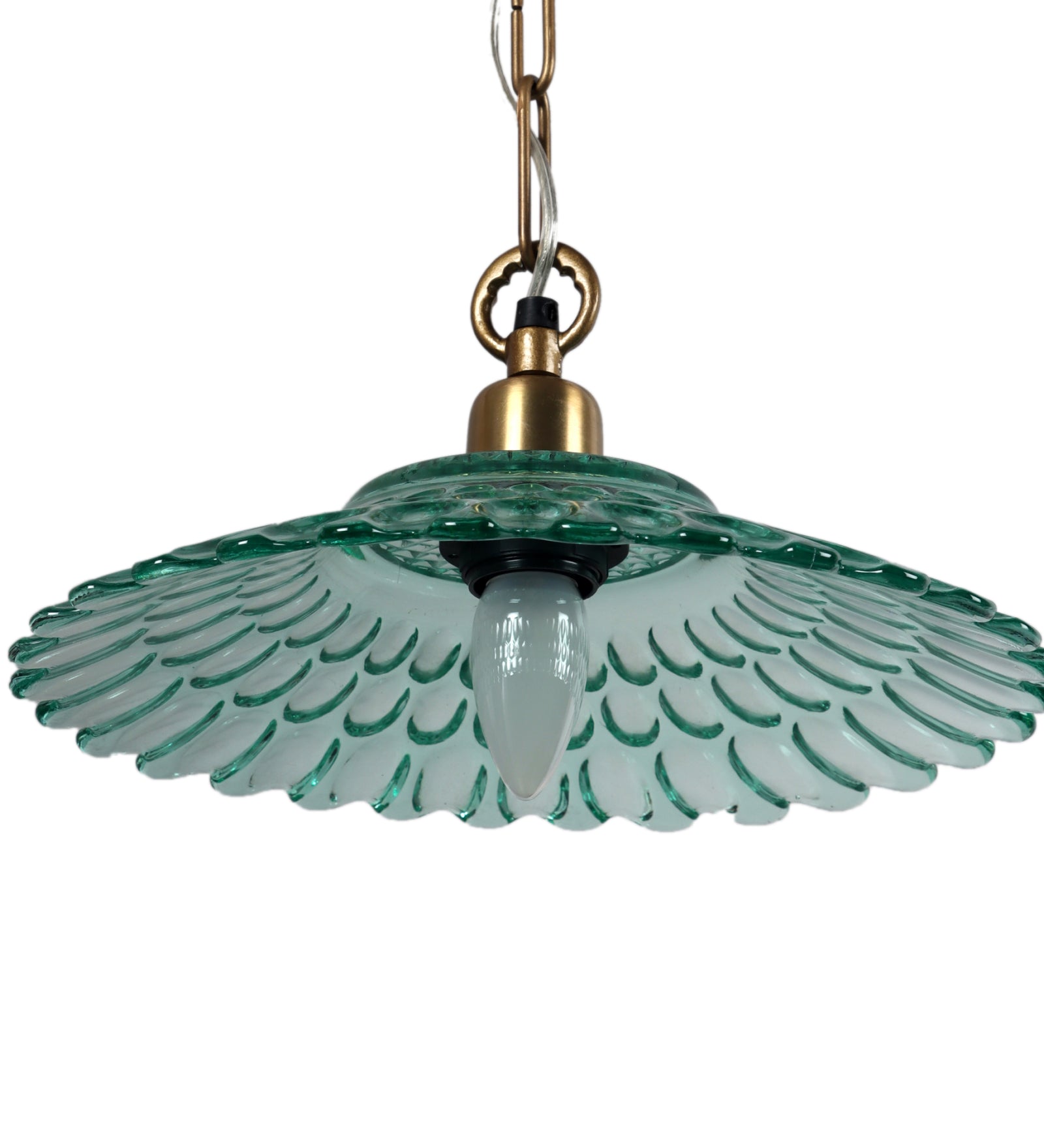 Hanging Ceiling Light Green Glass Fixture