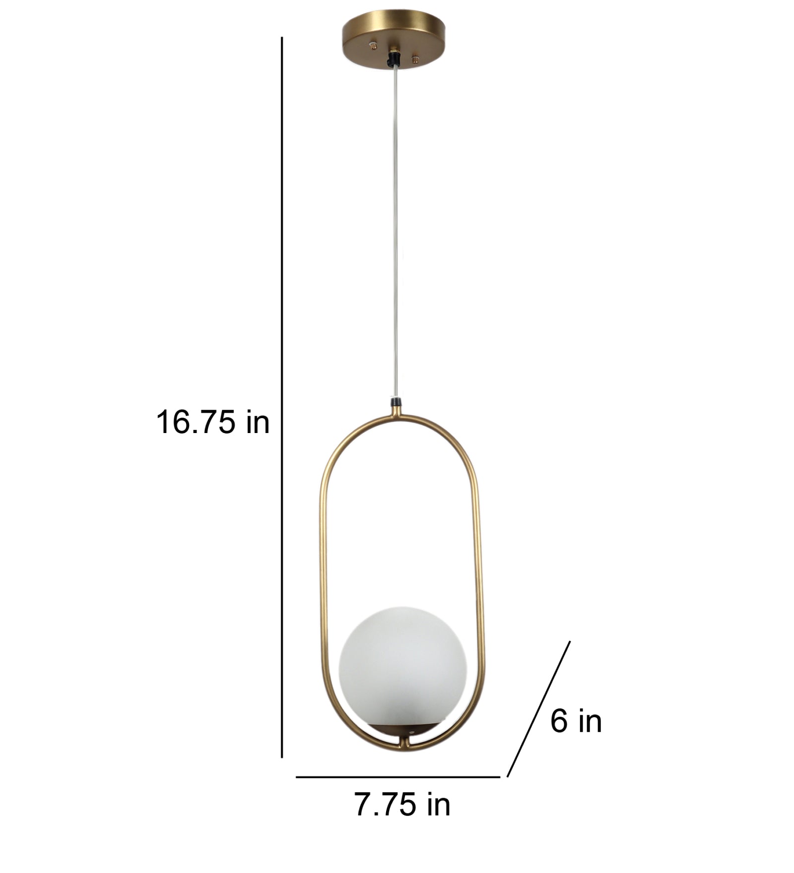 Pendant Light Antique Brass Finish 1 Frosted Glass Globe