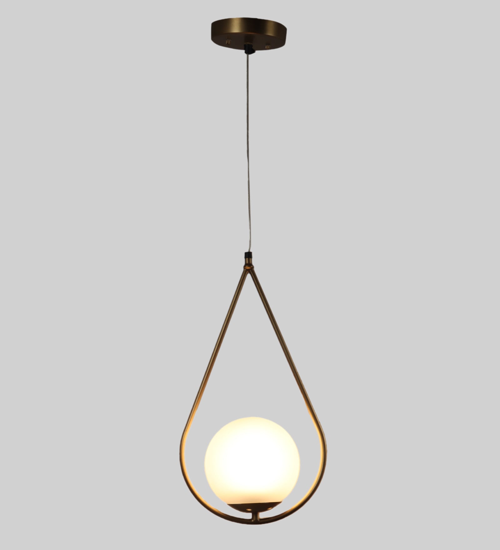 Metal Drop Pendent Light With Frosted Globe