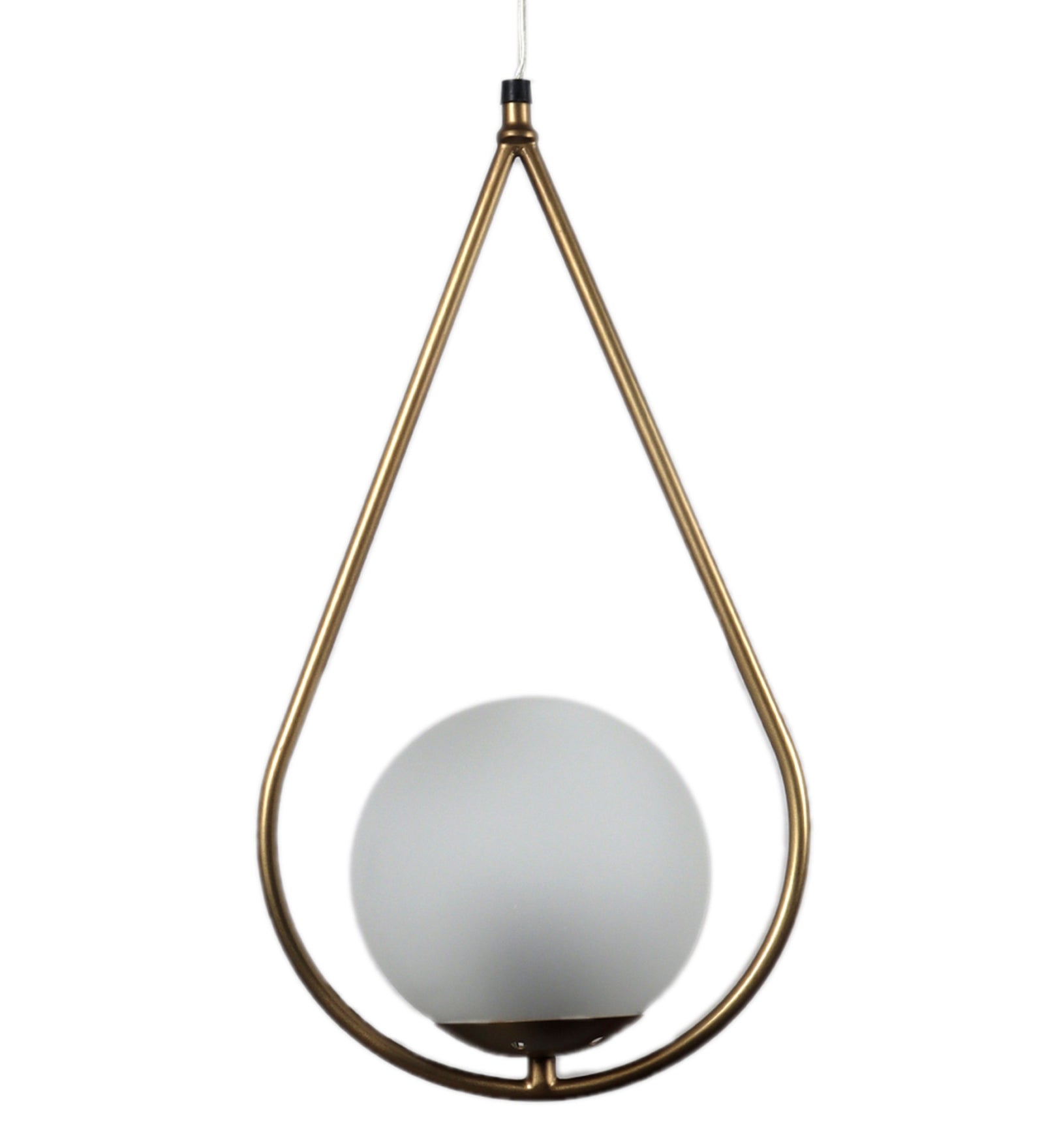 Metal Drop Pendent Light With Frosted Globe