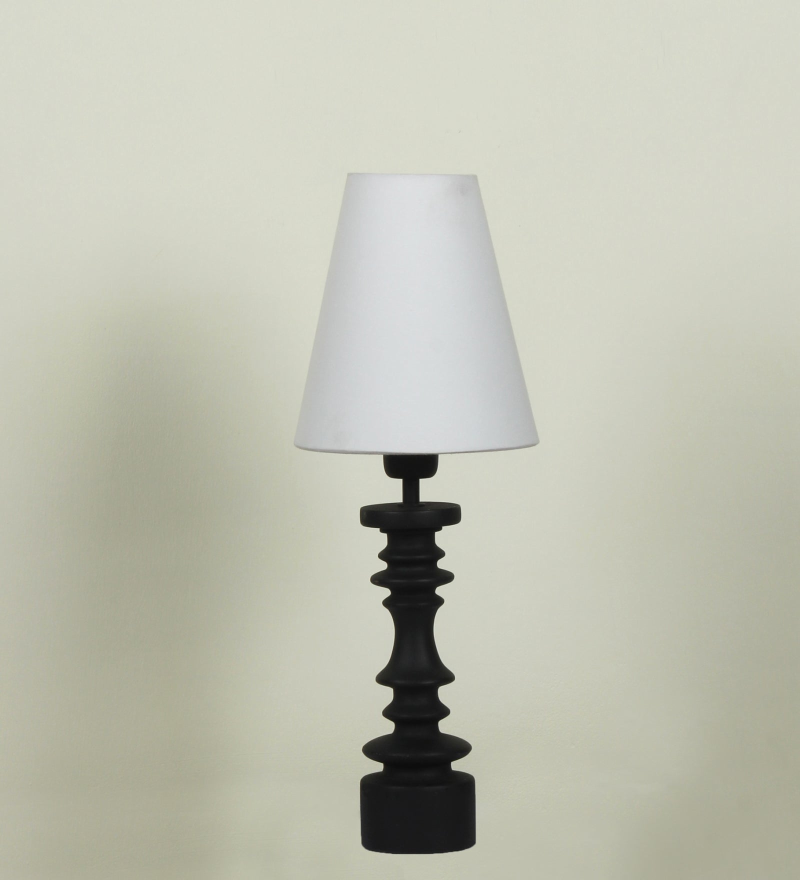 Ujjala Dark Grey Wood Table Lamp With Off White Lamp Shade