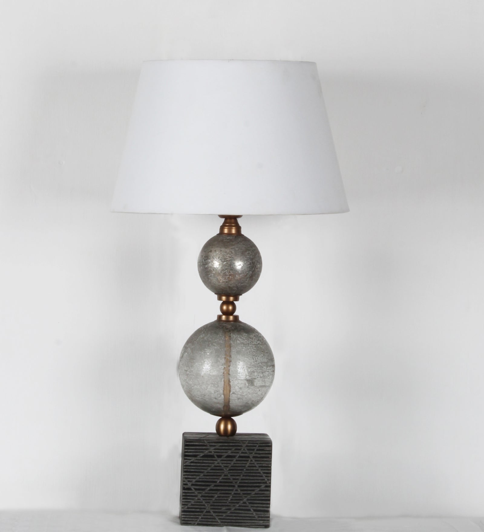 Ujjala Glass & Metal Table Lamp With Fabric Lampshade