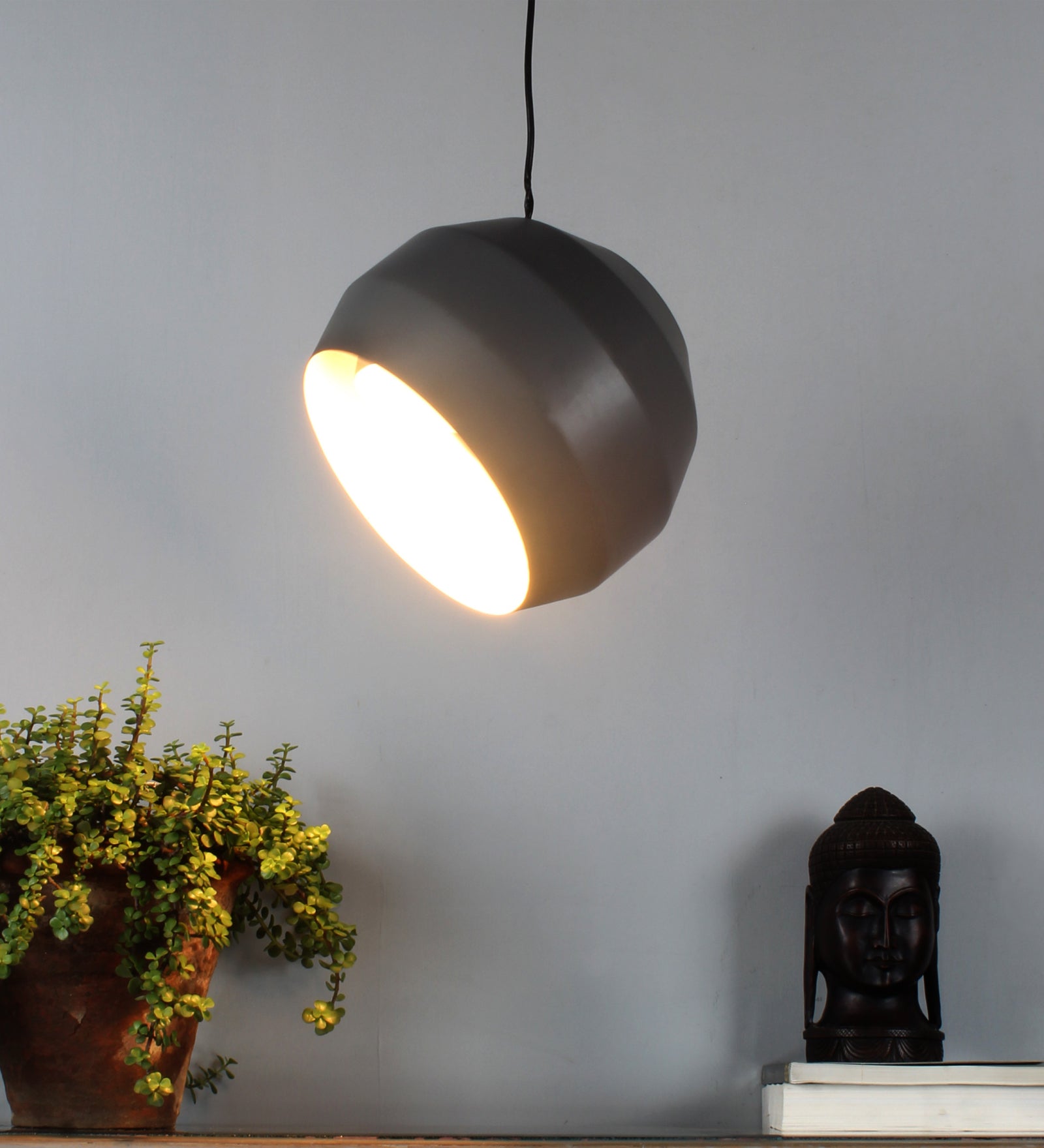 Ujjala Metal Round Hanging Light Grey Finish