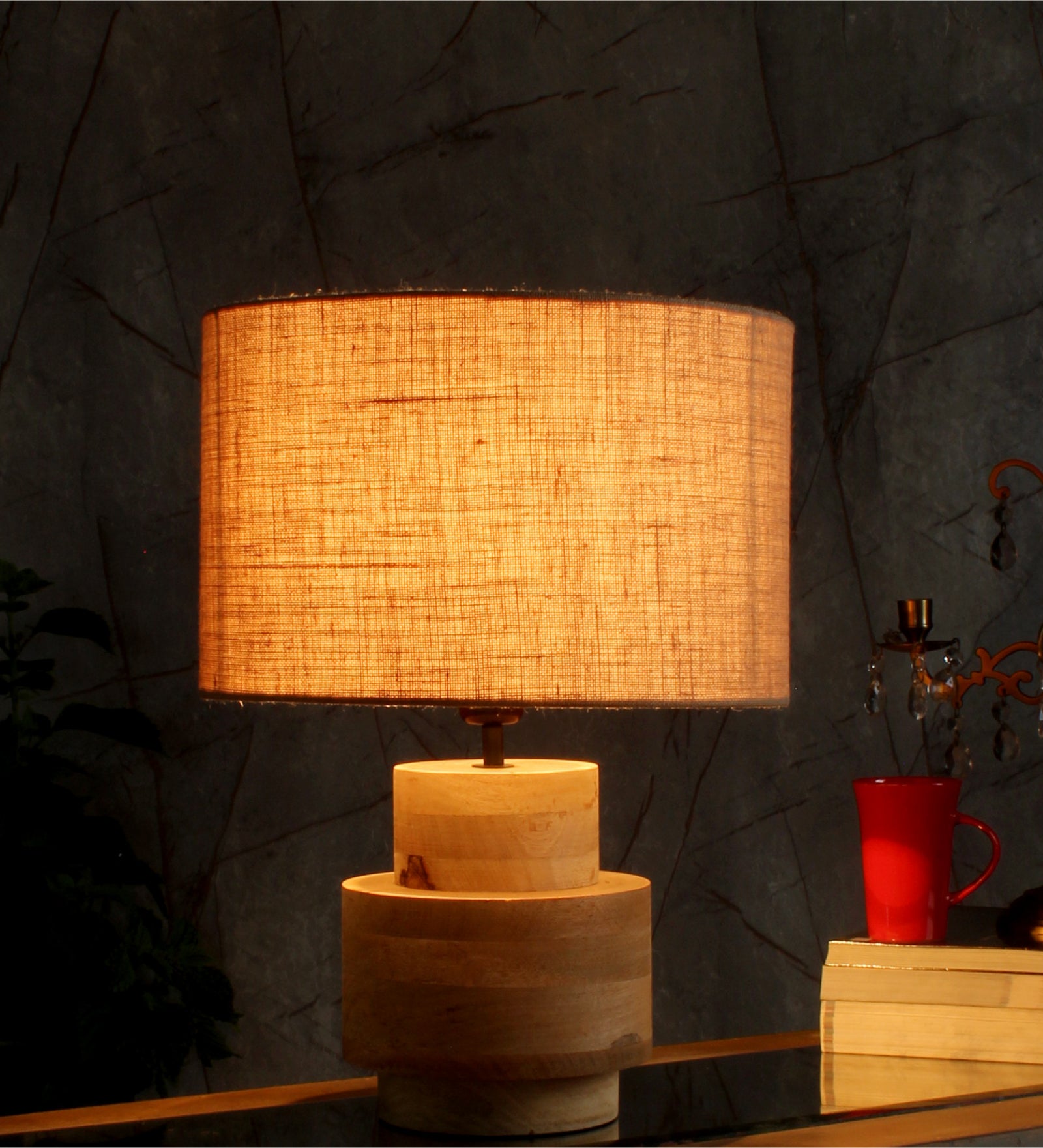 Ujjala Base Drum Shape Table Lamp & Natural jute Lampshade ( Bulb Not Included)