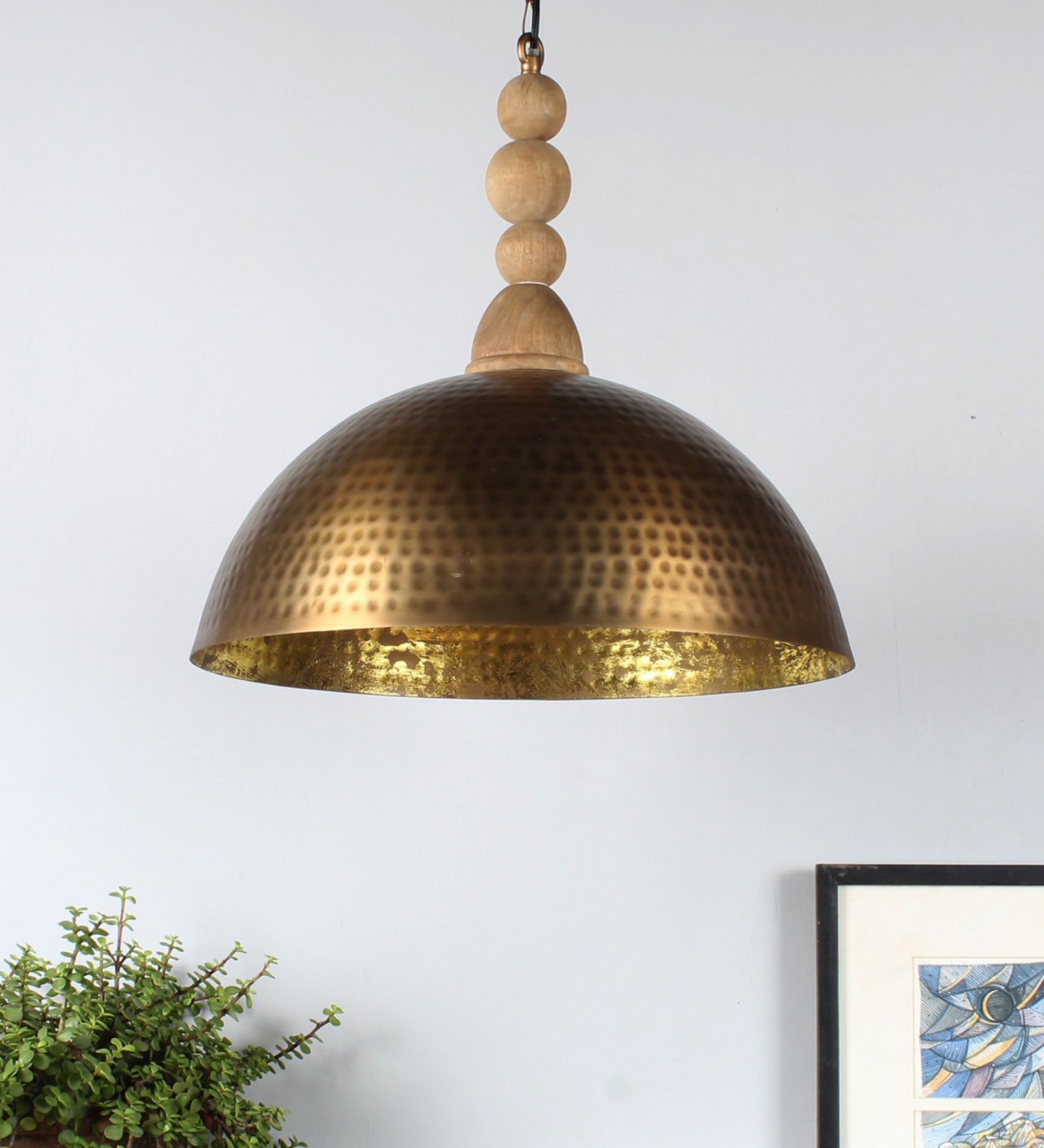 Hammered Antique Brass Aluminum Pendant Light