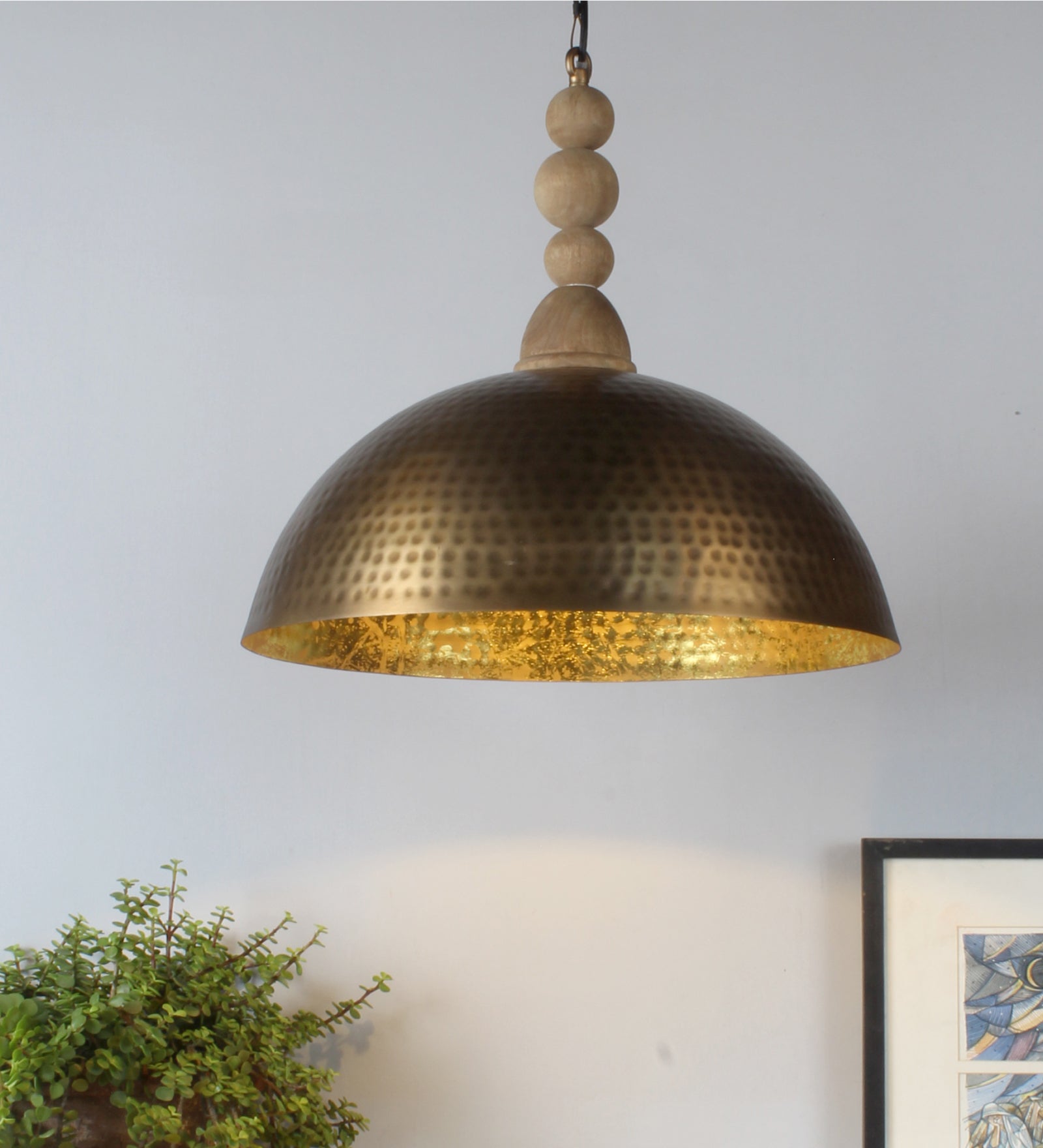 Hammered Antique Brass Aluminum Pendant Light