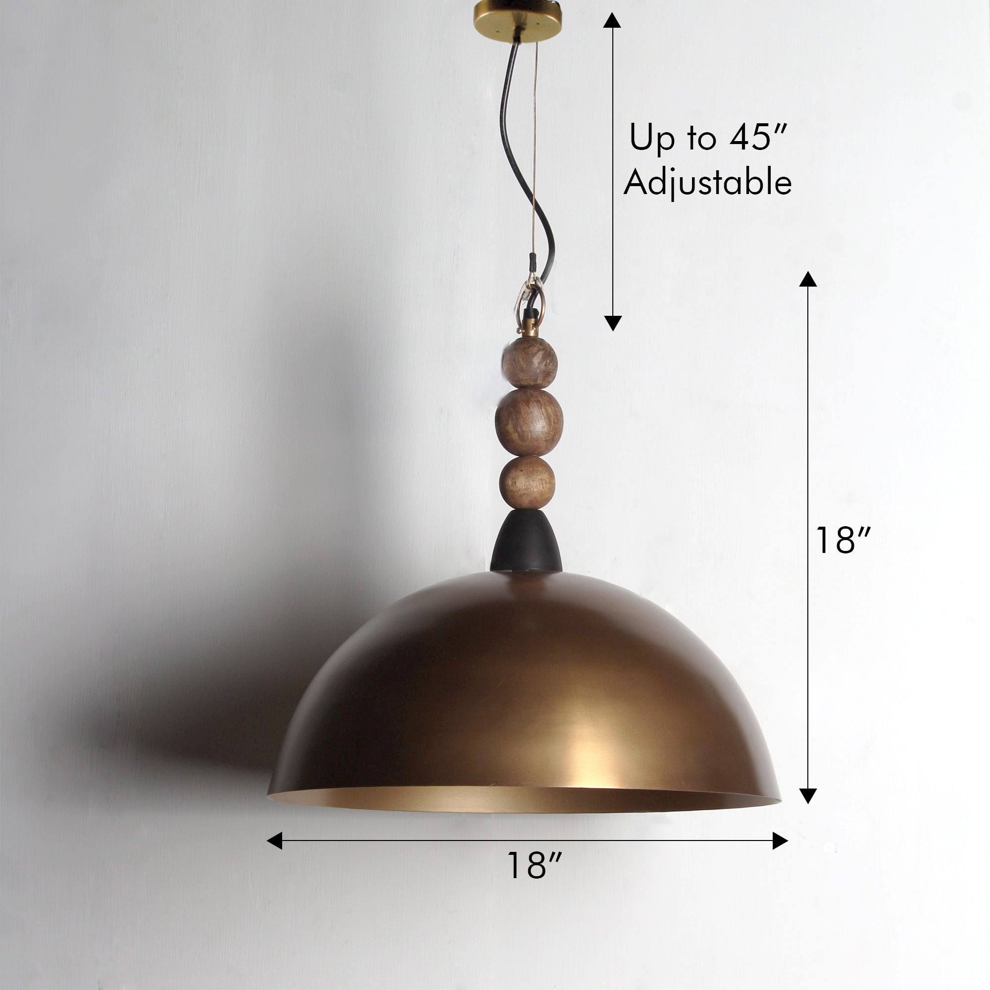 Ujjala Wood & Metal Dome Pendant Lamp