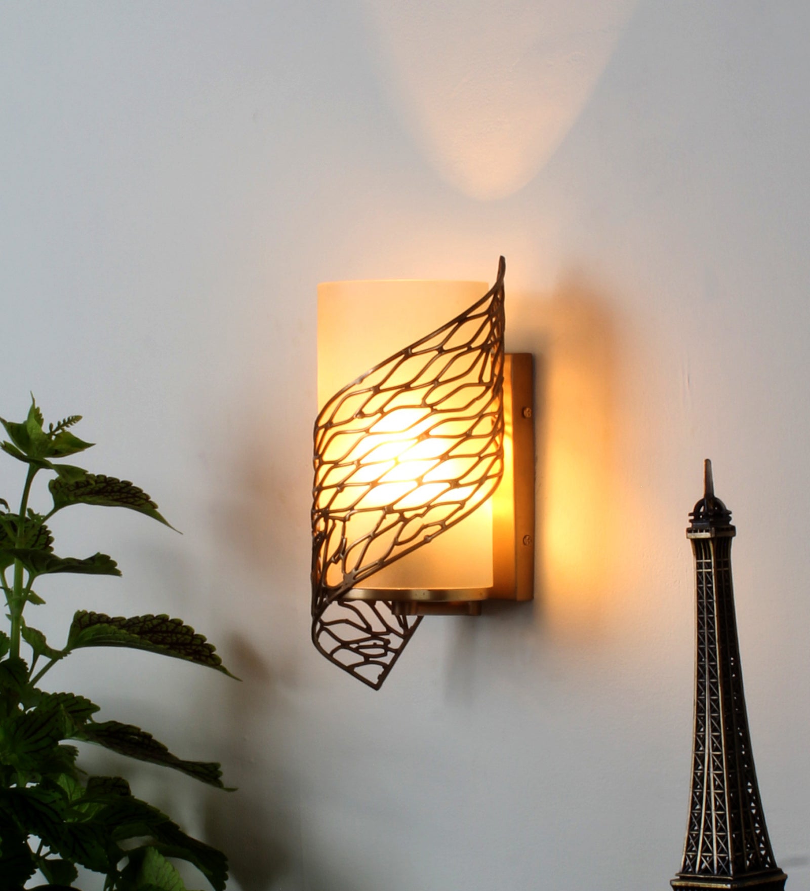 Metal & Frosted Glass Wall Light