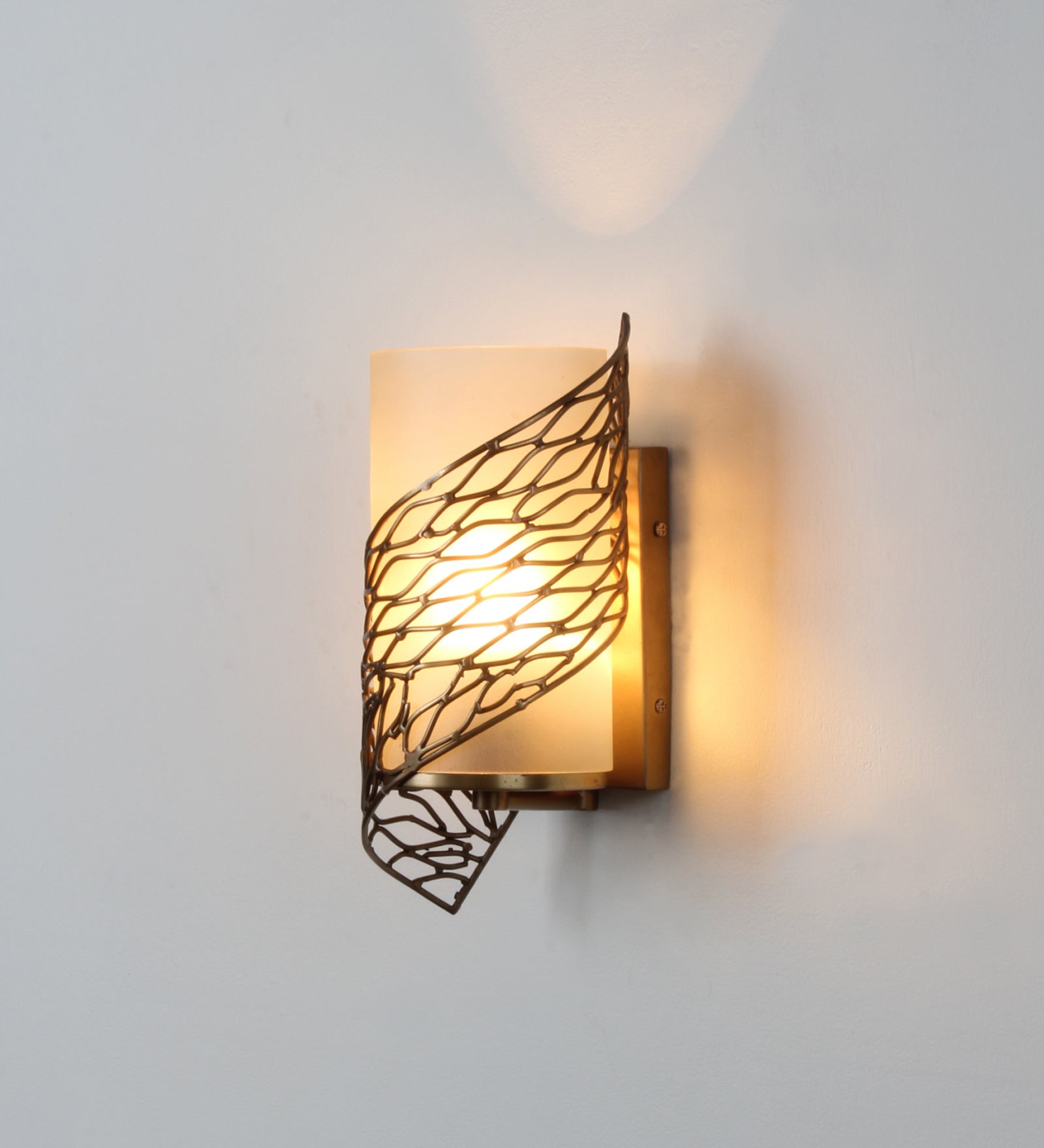 Metal & Frosted Glass Wall Light