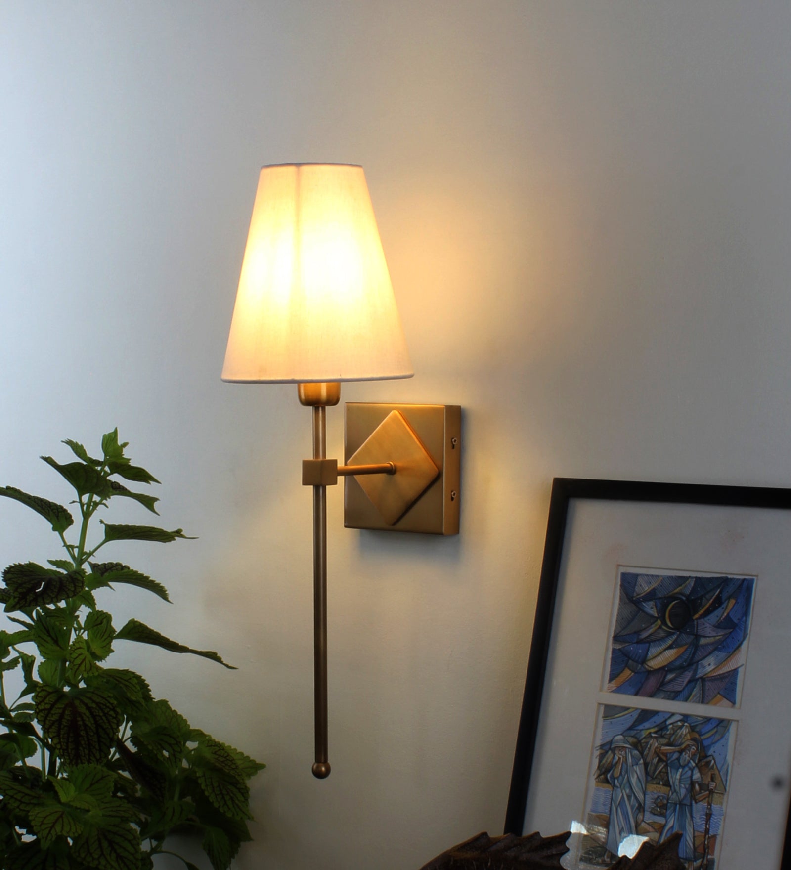 Metal & Up wall light with fabric Lampshade