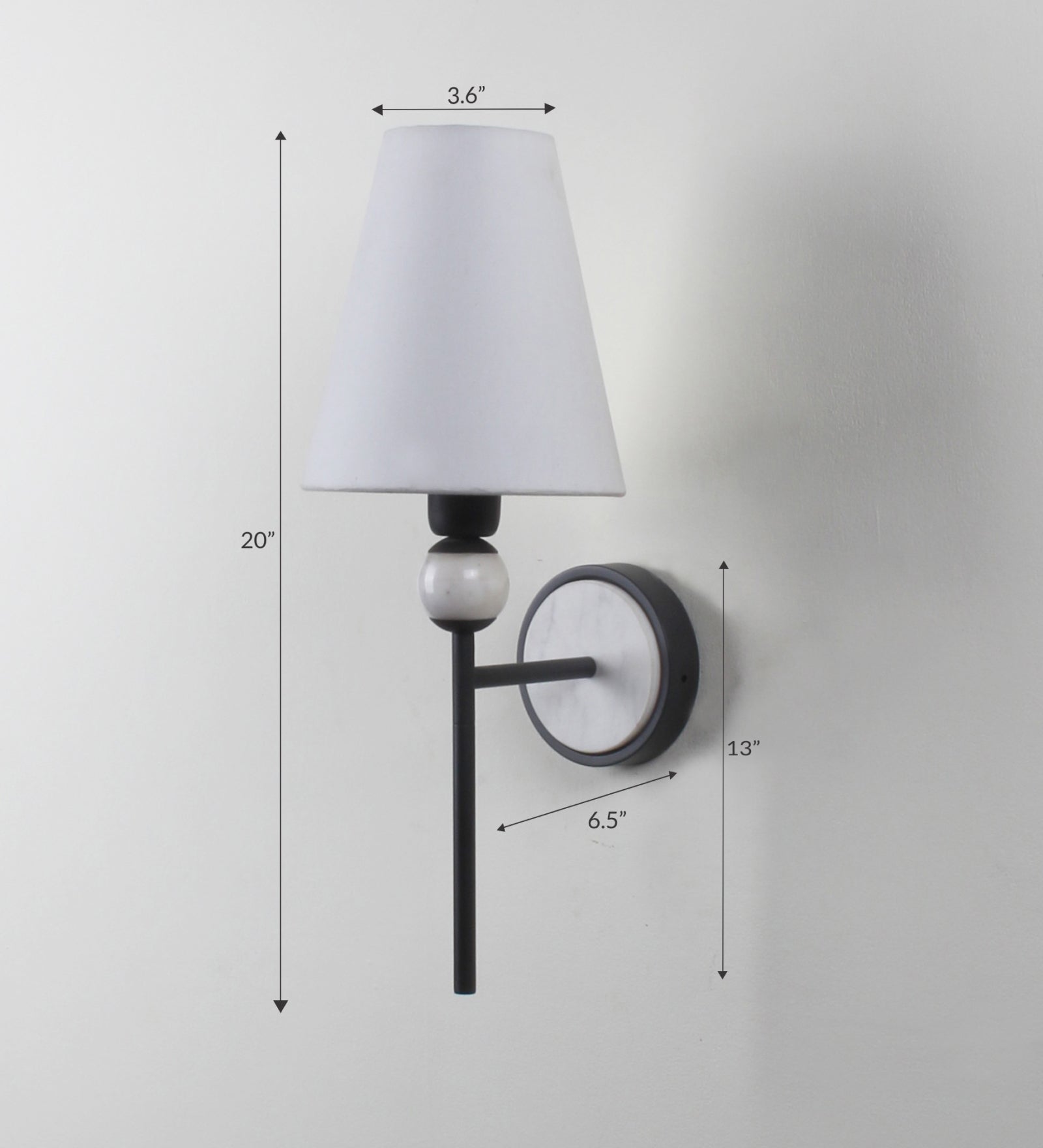 Black Metal With Marbel Up wall light