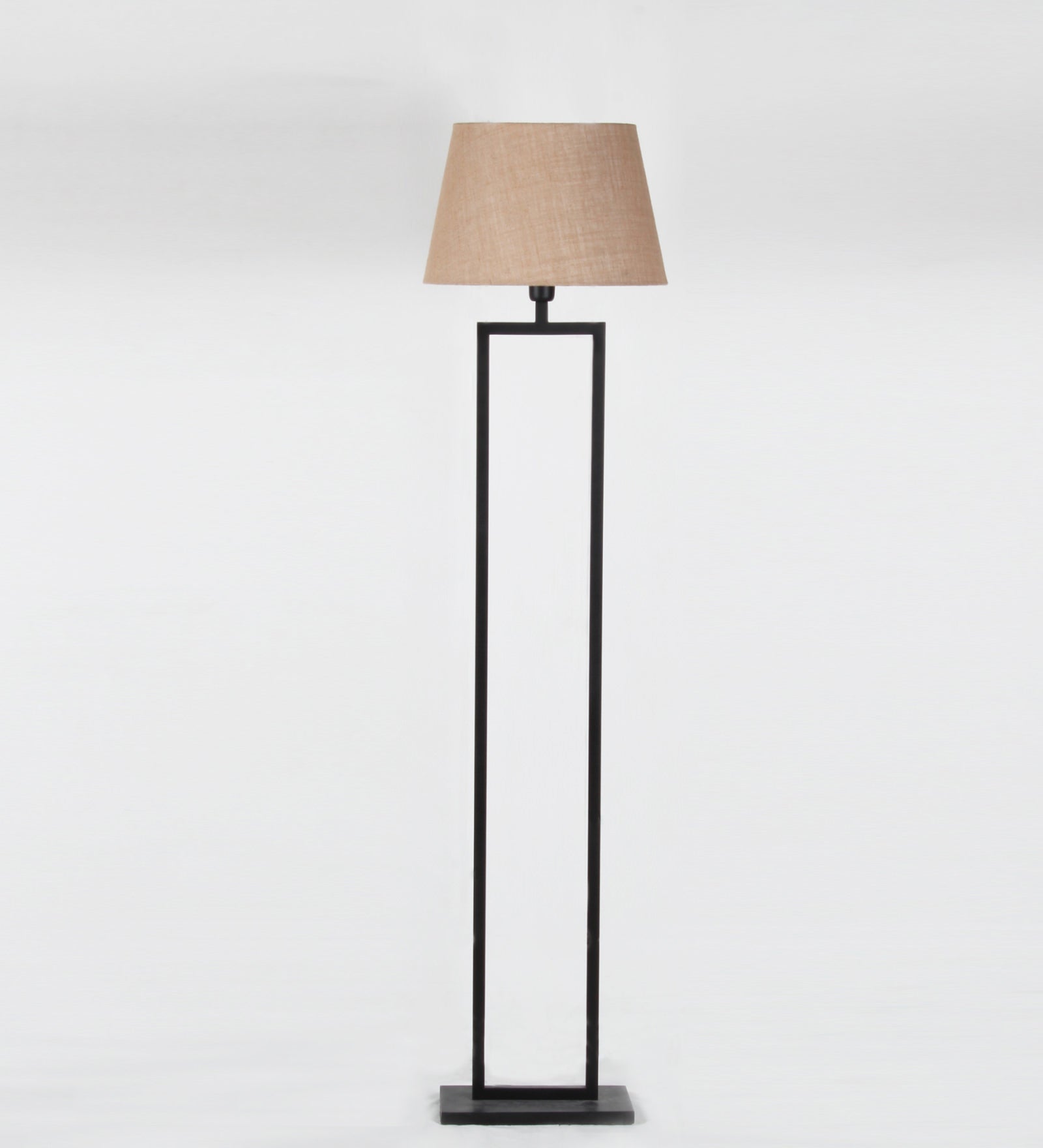 Black Metal Club Floor Lamp with Fabric Lampshade