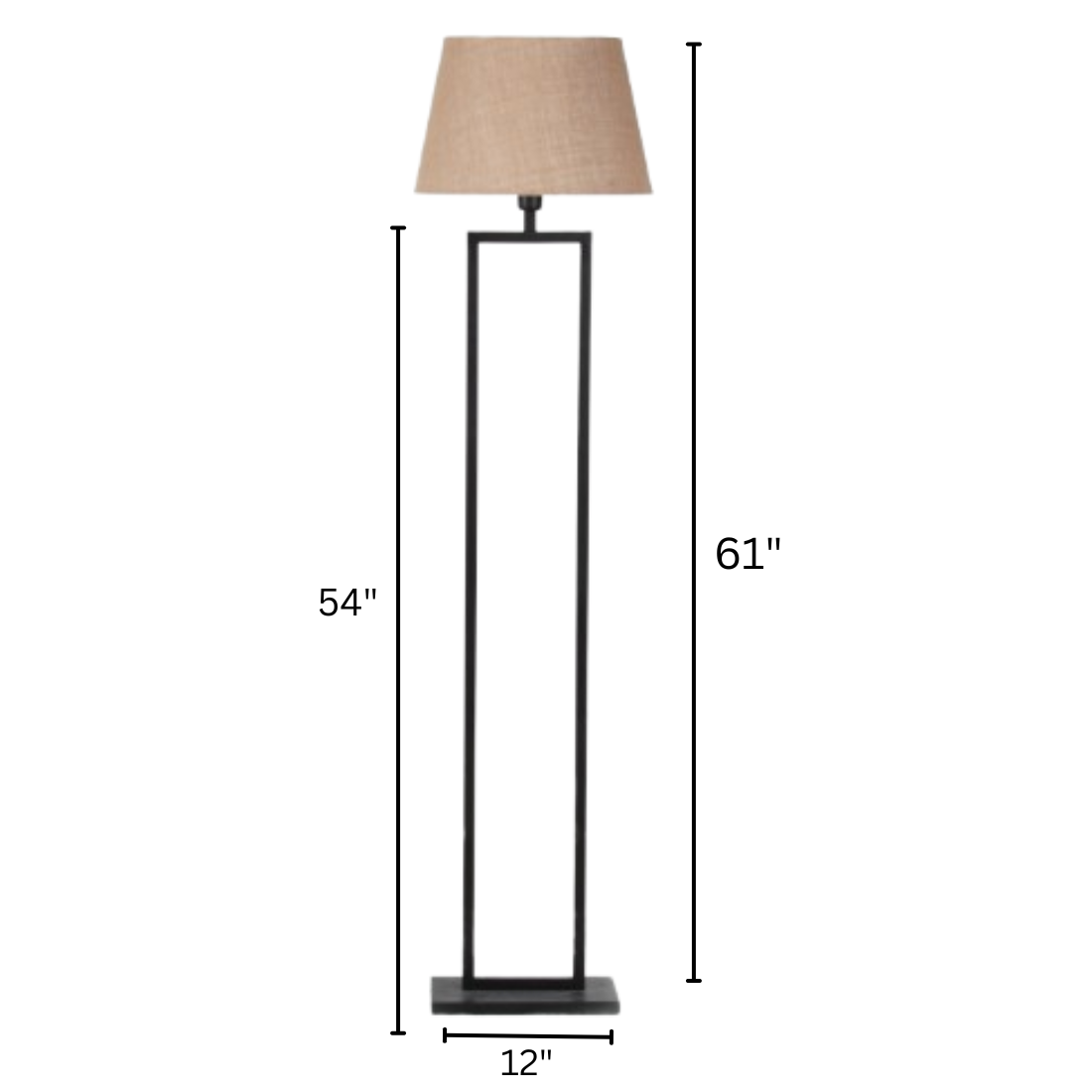 Black Metal Club Floor Lamp with Fabric Lampshade