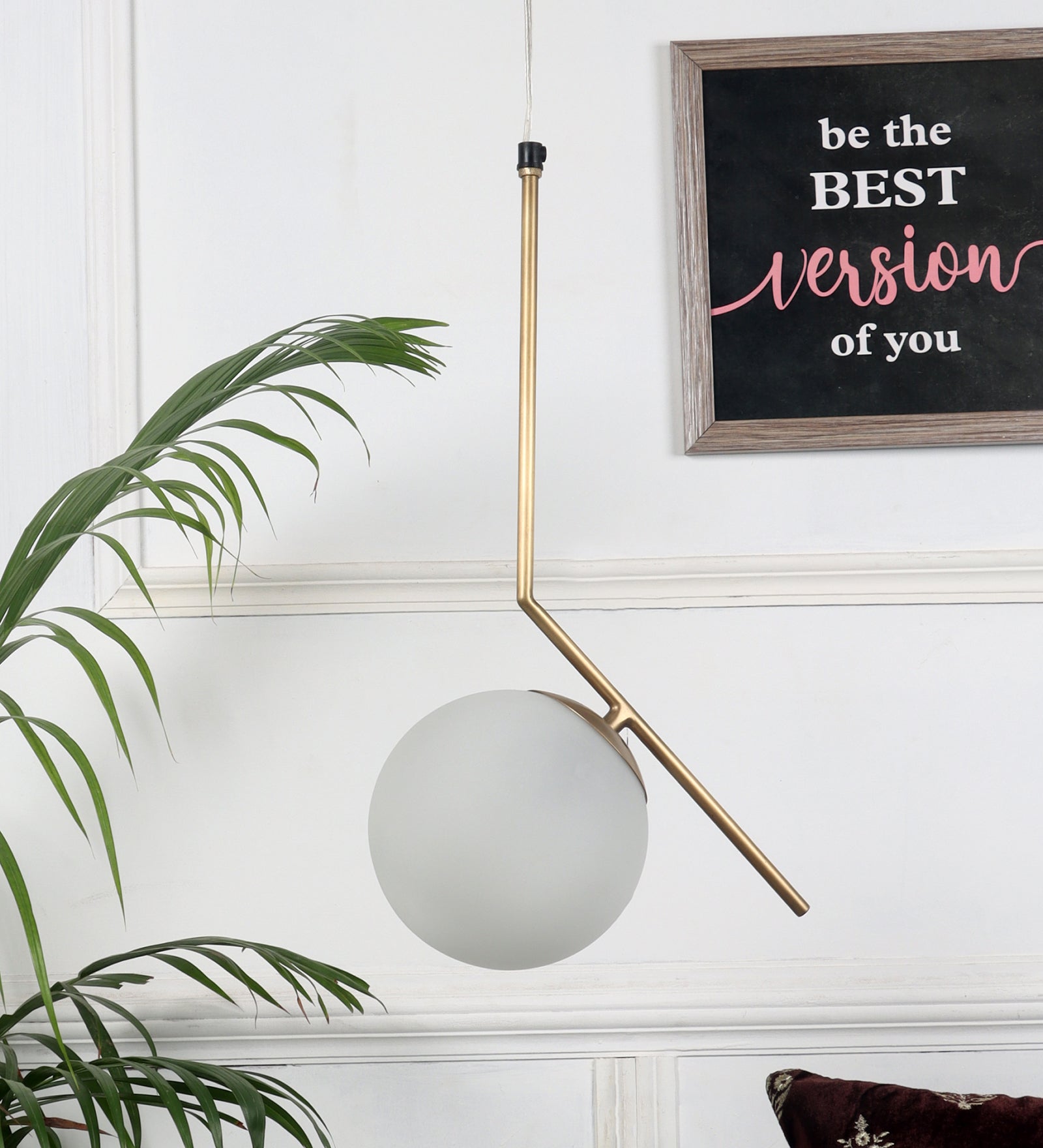 Hanging Ceiling Light With 1 Frosted Globe