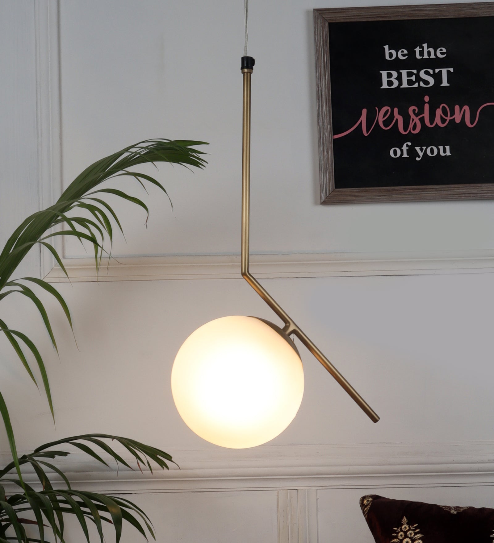 Hanging Ceiling Light With 1 Frosted Globe