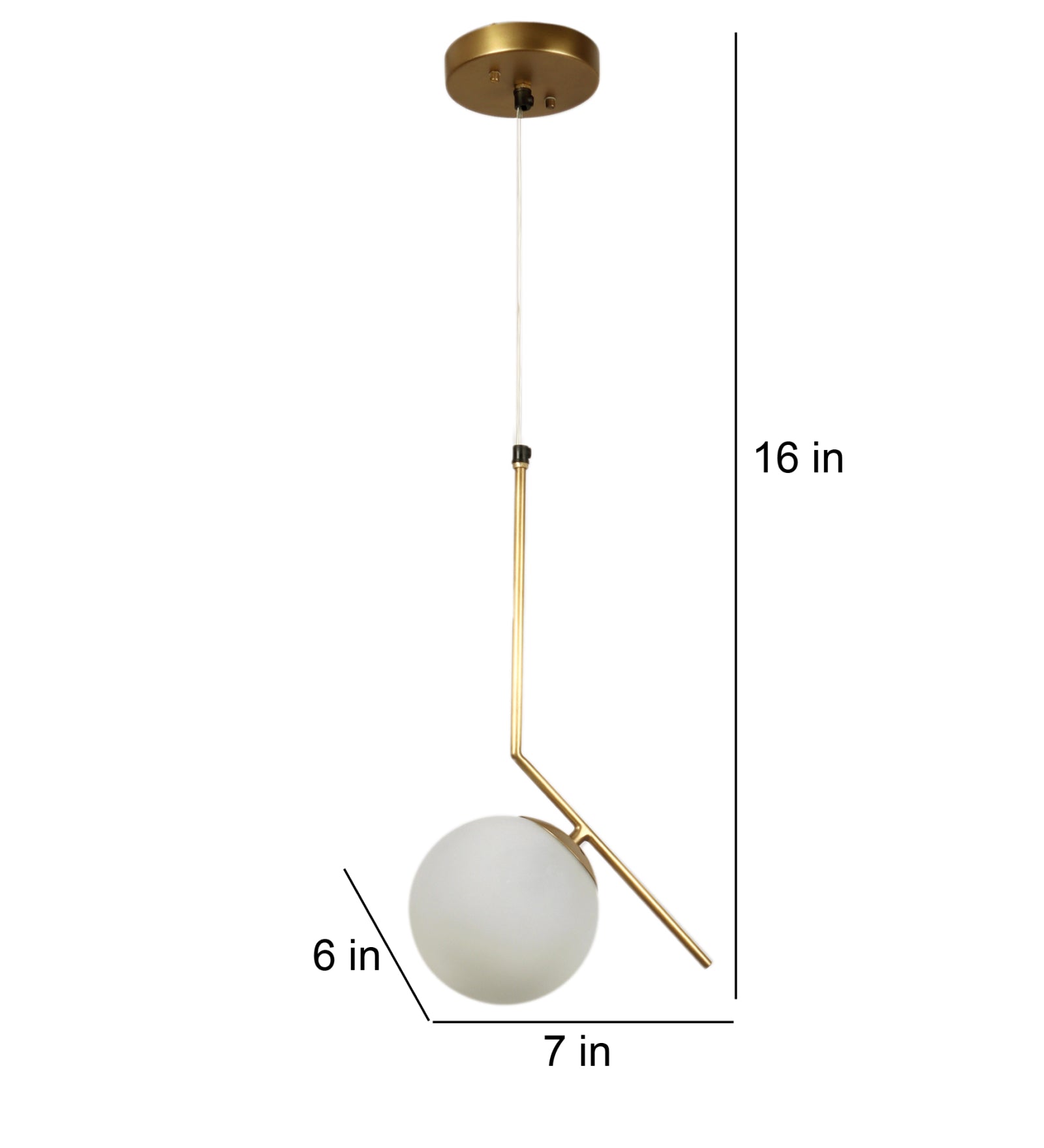 Hanging Ceiling Light With 1 Frosted Globe