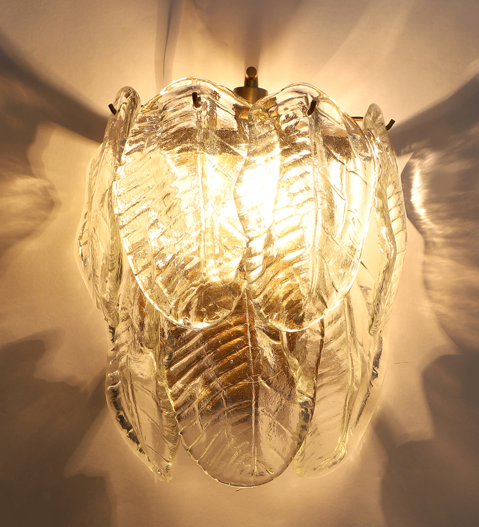 Glass Leaf Design Up Wall Light