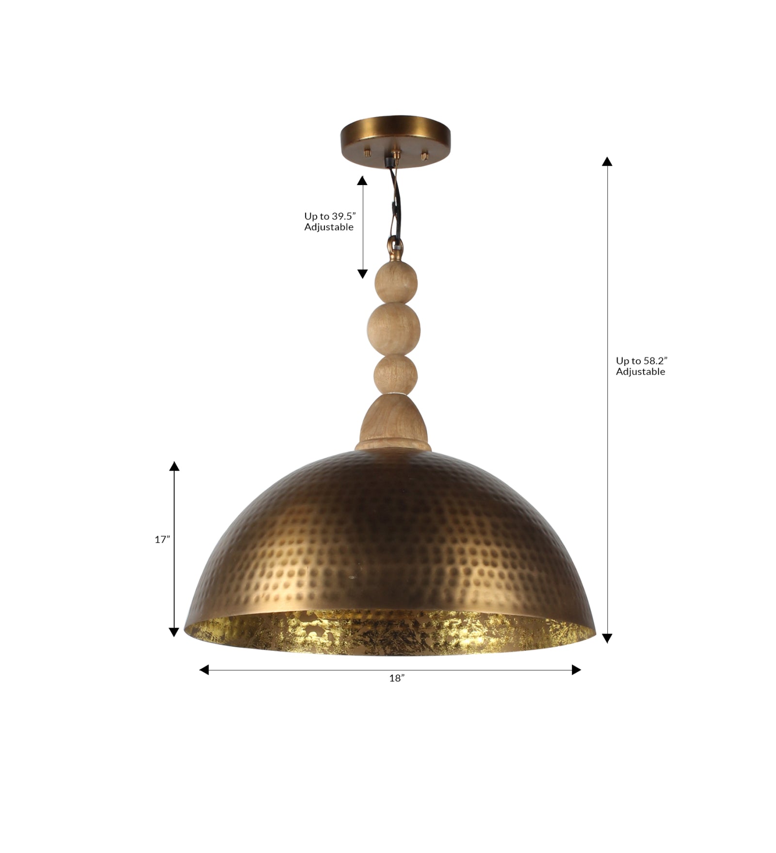 Hammered Antique Brass Aluminum Pendant Light